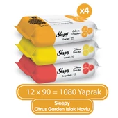 Sleepy Islak Havlu Mendil Meyve Çeşitleri 90 Yaprak (36 Lı Set) Plastik Kapaklı (Citrus Garden) - 3