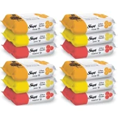 Sleepy Islak Havlu Mendil Meyve Çeşitleri 90 Yaprak (12 Li Set) Plastik Kapaklı (Citrus Garden) - 1