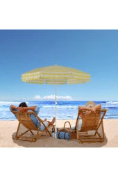 Exent 200 cm Plaj Şemsiyesi, bahçe şemsiyesi, balkon şemsiyesi, eğilebilen şemsiye-SARI - 5