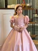 MODAVALS TARLATANLI DUVAKLI SATEN UZUN KIZ ÇOCUK PRENSES ABİYE ELBİSE - 7