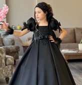 MODAVALS TARLATANLI DUVAKLI SATEN UZUN KIZ ÇOCUK PRENSES ABİYE ELBİSE - 11