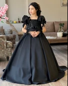 MODAVALS TARLATANLI DUVAKLI SATEN UZUN KIZ ÇOCUK PRENSES ABİYE ELBİSE - 9