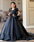 MODAVALS TARLATANLI DUVAKLI SATEN UZUN KIZ ÇOCUK PRENSES ABİYE ELBİSE - 8