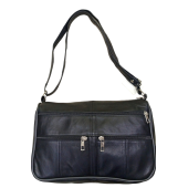 Hakiki Deri Kapaksız Fermuarlı Bayan Omuz Çantası thumbnail 1