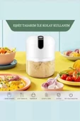 Pratik Mini El Rondosu Şarjlı Çelik 3 Bıçaklı 250 Ml Mutfak Robotu Hazneli Rondo Sebze Et Doğrayıcı Rende - 3