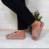 Akınalbella 408 Camel Renk Çapraz eva Hafif Rahat Bayan Terlik thumbnail 5