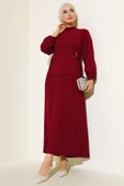 Pileli Etekli İkili Takım Bordo - 1