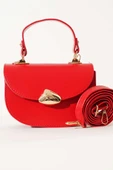 Gold Detaylı Baget Çanta Kırmızı thumbnail 2