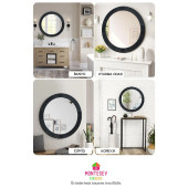 Safir Siyah Dekoratif Ayna Yuvarlak Ayna Işlemeli Ahşap Duvar Aynası Tekli - 69 Cm - 5