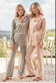 Bone Club 5126 Gri Noktalı Önden Düğmeli Lohusa Pijama Tk - 3