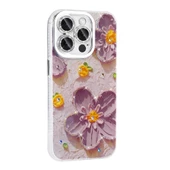 iPhone 15 Pro Kılıf Çiçek Desenli Parlak Taşlı Sert Silikon Garden Kılıf thumbnail 7