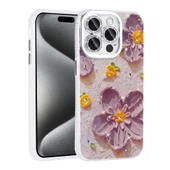 iPhone 15 Pro Kılıf Çiçek Desenli Parlak Taşlı Sert Silikon Garden Kılıf thumbnail 3