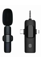 Tüm Cihazlar için 2İN1 Mini Kablosuz Yaka Mikrofonu (iOS, Android, Kamera, PC) Tiktok, Youtube thumbnail 1
