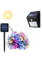 Rgb Solar Güneş Enerjili 30 Led Kiraz Çiçeği Su Geçirmez Solar Işık Zinciri Sensörlü Duvar Lambası - 1