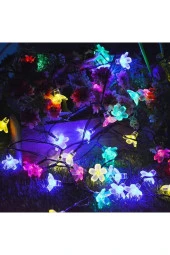 Rgb Solar Güneş Enerjili 30 Led Kiraz Çiçeği Su Geçirmez Solar Işık Zinciri Sensörlü Duvar Lambası - 2