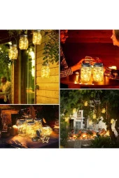 2 Adet Solar Güneş Enerjili Gün Işığı Cam Kavanoz Peri Led Su Geçirmez Solar Bahçe Aydınlatması - 4
