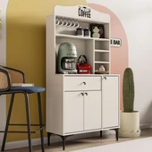 Mezza 5220 SIESTA 90 CM KAHVE KÖŞESİ ÇOK AMAÇLI DOLAP 3 KAPAKLI 1 ÇEKMECELİ KİLER MUTFAK DOLABI BEYAZ - 4