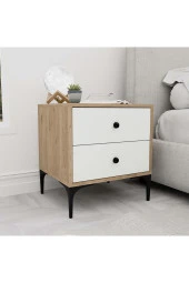 Mezza 3710 AGATA 2 ÇEKMECELİ AYAKLI KOMODİN SEPET-BEYAZ - 1