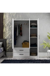 Mezza 3514 WIEN 3 KAPILI DOLAP 2 ÇEKMECELİ 4 RAFLI 1 ASKILI GARDIROP BEYAZ - 5