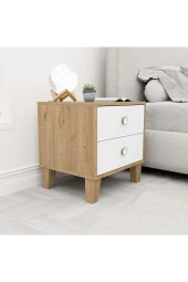 Mezza 3690 LISA 2 ÇEKMECELİ AYAKLI KOMODİN SEPET-BEYAZ - 3