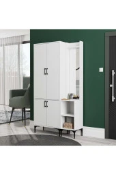 Mezza SET 5030-5040 ROYAL SAĞ AYNALI 4 KAPAKLI 5 ASKILI 2 RAFLI PORTMANTO BEYAZ thumbnail 1