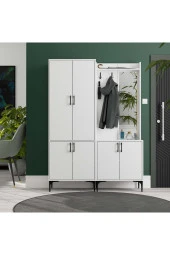 Mezza SET 5030-5010 ROYAL SAĞ AYNALI 6 KAPAKLI 7 ASKILI PORTMANTO BEYAZ thumbnail 2