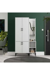 Mezza SET 5030-5040 ROYAL SAĞ AYNALI 4 KAPAKLI 5 ASKILI 2 RAFLI PORTMANTO BEYAZ thumbnail 2