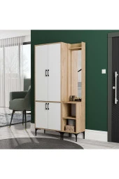 Mezza SET 5032-5042 ROYAL SAĞ AYNALI 4 KAPAKLI 5 ASKILI 2 RAFLI PORTMANTO SEPET-YUNUS-BEYAZ thumbnail 1