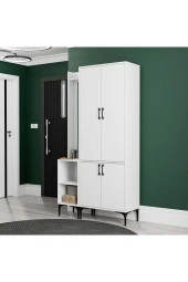 Mezza SET 5040-5030 ROYAL SOL AYNALI 4 KAPAKLI 5 ASKILI 2 RAFLI PORTMANTO BEYAZ - 1