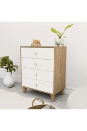 Mezza 3660 LISA 4 ÇEKMECELİ AYAKLI ŞİFONYER SEPET - BEYAZ thumbnail 1