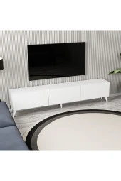 1250 ELİSA 3 KAPAKLI KULPSUZ 180 CM AYAKLI TV ÜNİTESİ BEYAZ thumbnail 3