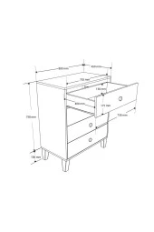 Mezza 3660 LISA 4 ÇEKMECELİ AYAKLI ŞİFONYER SEPET - BEYAZ thumbnail 6