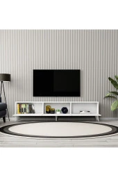 1250 ELİSA 3 KAPAKLI KULPSUZ 180 CM AYAKLI TV ÜNİTESİ BEYAZ thumbnail 5