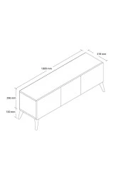 1250 ELİSA 3 KAPAKLI KULPSUZ 180 CM AYAKLI TV ÜNİTESİ BEYAZ thumbnail 7