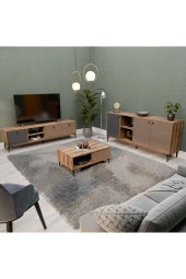 Mezza Set 1362-2090-1682 Vision Tv Ünitesi - Orta Sehpa - Konsol Seti Hat - Kaplan - Antrasit - 1