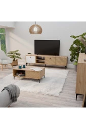 Mezza Set 1366-2092-1686 Vision Tv Ünitesi - Orta Sehpa - Konsol Seti Sepet - Yunus - Beyaz - 2