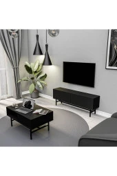Mezza SET 4000-4200 FELIX SİYAH METAL AYAKLI TV ÜNİTESİ - ORTA SEHPA TAKIMI SİYAH - 1