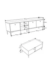 Mezza SET 1364-2092 VİSİON TV ÜNİTESİ - ORTA SEHPA SETİ SEPET - YUNUS thumbnail 6