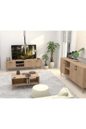 Mezza SET 1587-2076-1626 EXXEN (AHŞAP AYAKLI) TV ÜNİTESİ - ORTA SEHPA - KONSOL SETİ SEPET RENGİ - 3