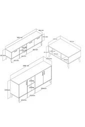 Mezza SET 1583-2072-1622 EXXEN (AHŞAP AYAKLI) TV ÜNİTESİ - ORTA SEHPA - KONSOL SETİ HAT RENGİ thumbnail 4