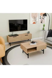 Mezza SET 4014-4214 BLANCO SİYAH METAL AYAKLI TV ÜNİTESİ - ORTA SEHPA TAKIMI SEPET YUNUS - 3