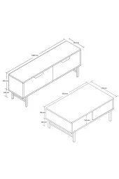 Mezza SET 4014-4214 BLANCO SİYAH METAL AYAKLI TV ÜNİTESİ - ORTA SEHPA TAKIMI SEPET YUNUS - 5