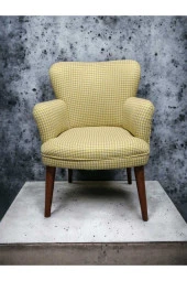 Tekli Koltuk- Berjer- Çay Seti Koltuk Takımı- Kaz Ayağı Kumaş- Sarı - 2