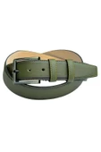 Haki Yeşil Suni Deri Dikişli 4 cm.lik Klasik Kemer - 7400-810 thumbnail 4