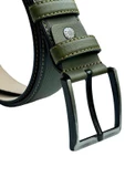 Haki Yeşil Suni Deri Dikişli 4 cm.lik Klasik Kemer - 7400-810 thumbnail 6