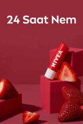 NIVEA Dudak Bakım Kremi Ve Dudak Parlatıcı 4.8gr, Çilek Kokusu, 24 Saat Nemlendirici, Hafif Kırmızı Işıltı - 2