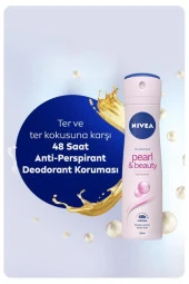 NIVEA Kadın Sprey Deodorant Pearl&Beauty 150ml, Ter Kokusuna Karşı 48 Saat Koruma thumbnail 2