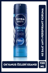 NIVEA MEN Erkek Sprey Deodorant Fresh Active 150ml, Ter Kokusuna 48 Saat Etkili, Erkeksi Koku, Ferahlık thumbnail 1