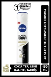 NIVEA Kadın Sprey Deodorant Black White Invisible 150ml, Ter ve Ter Kokusuna Karşı 48 Saat Etkili thumbnail 1