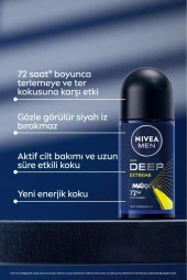 NIVEA Men Erkek Roll-on Deodorant Deep Extreme 50ml, 72 Saat Anti-perspirant Ter Koruma, Yeni Enerji thumbnail 2